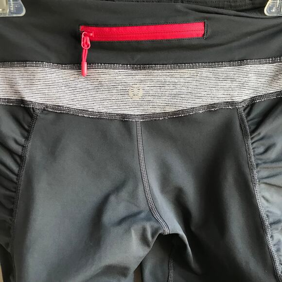 Lululemon Run Cropped Leggings Size 8 Pockets Mesh Running Gym Winter Luxtreme - Picture 7 of 9